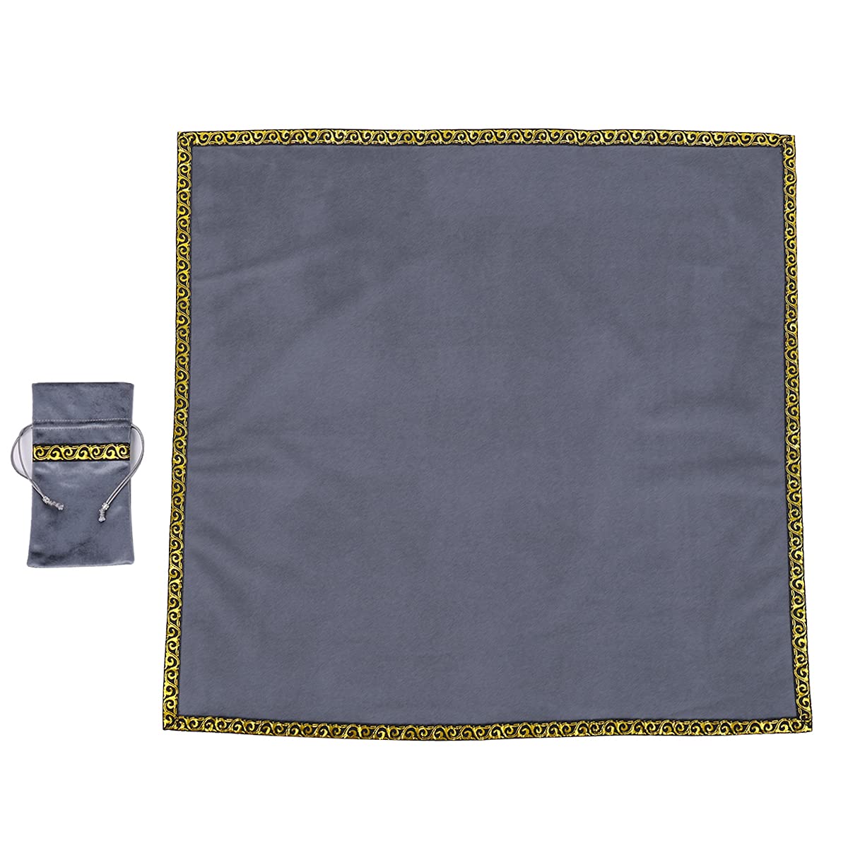BLESSUME Tarot Reading Cloth - Premium Velvet Altar Table Cover for Wicca, Divination & Spiritual Practices with Free Tarot Pouch (Gray) - Perfect for Psychic Readings, Rituals & Sacred Spaces