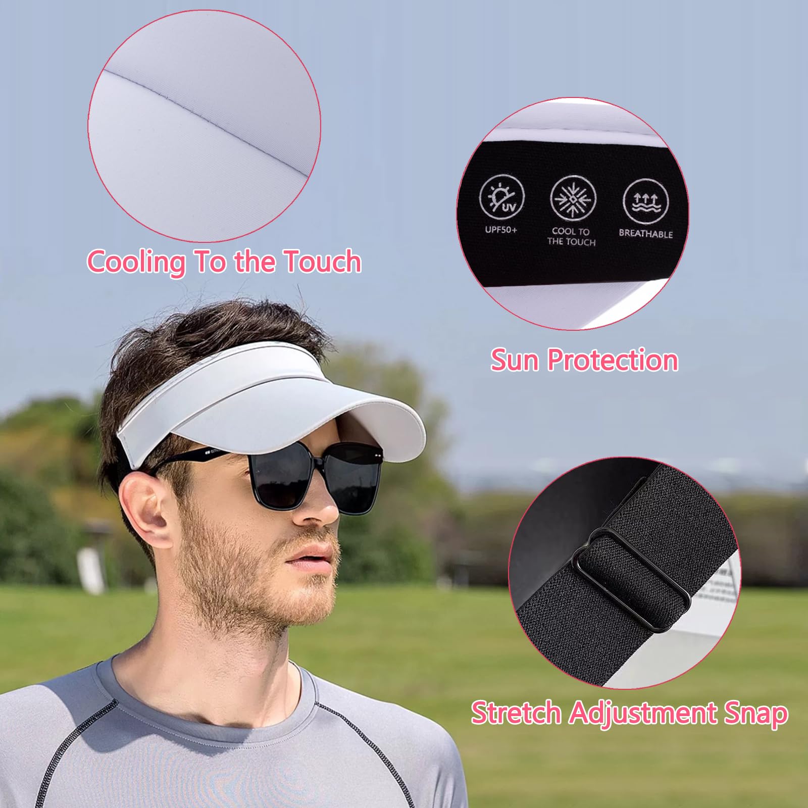 Women's & Men's UPF 50+ Sun Protection Visor Hat - Adjustable Wide Brim Sports Cap for Golf, Running, Hiking & Outdoor Activities - Breathable Mesh Design for Summer Sun Safety