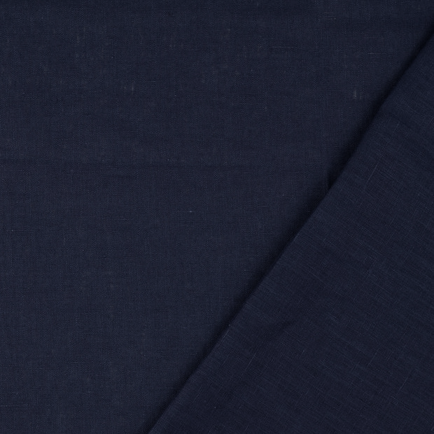 Premium Pure Linen Flax Fabric - Navy Blue - 68cm Wide - Ideal for DIY Clothing, Home Decor & Craft Projects