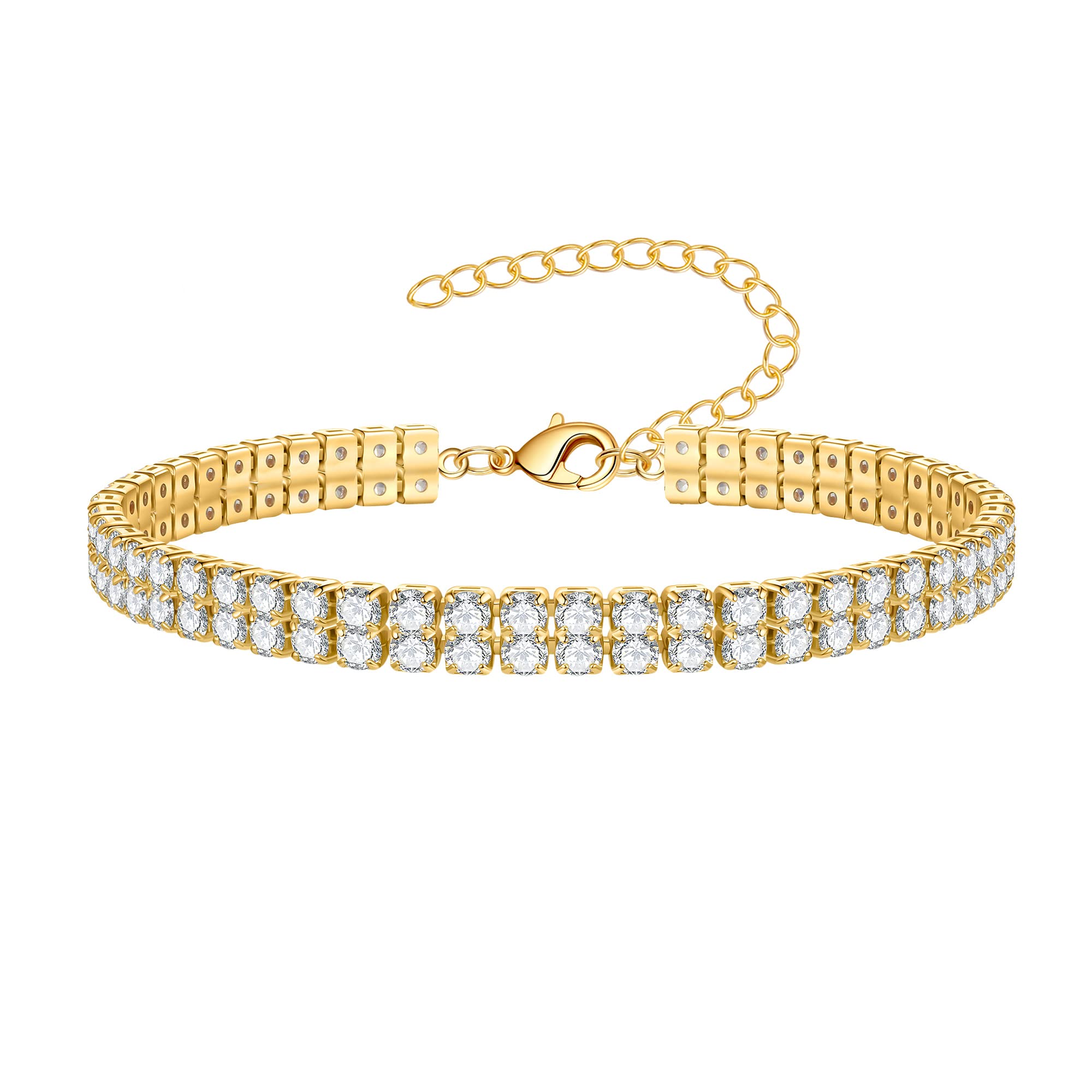 Elegant Tennis Necklace & Bracelet Set for Women - 18K Gold/Silver Plated 3mm Cubic Zirconia Rhinestone Jewelry | Perfect for Gifts, Parties & Special Occasions