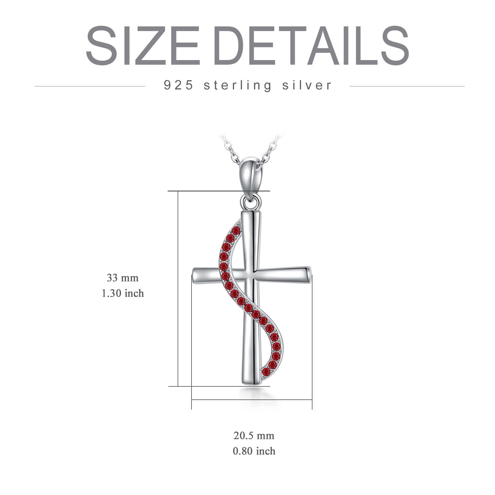 Sterling Silver Birthstone Cross Pendant Necklace with 5A Zirconia - Religious Christian Jewelry for Women, Perfect Gift for Birthday, Christmas & Special Occasions | Elegant & Meaningful Jewelry for Daughter, Wife & Loved Ones