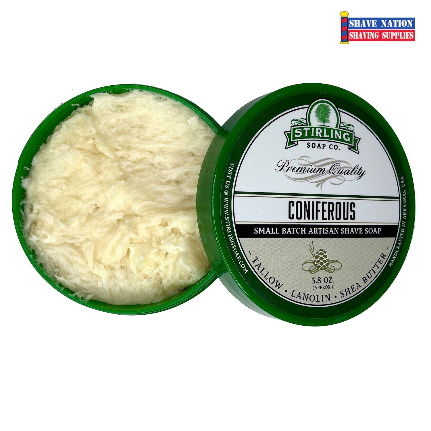 Premium Stirling Shaving Soap for Men - All-Natural Glycerin Shaving Soap Bar with Shea Butter & Essential Oils - Smooth, Close Shave for Sensitive Skin - Perfect for Wet Shaving, Travel & Grooming Kits