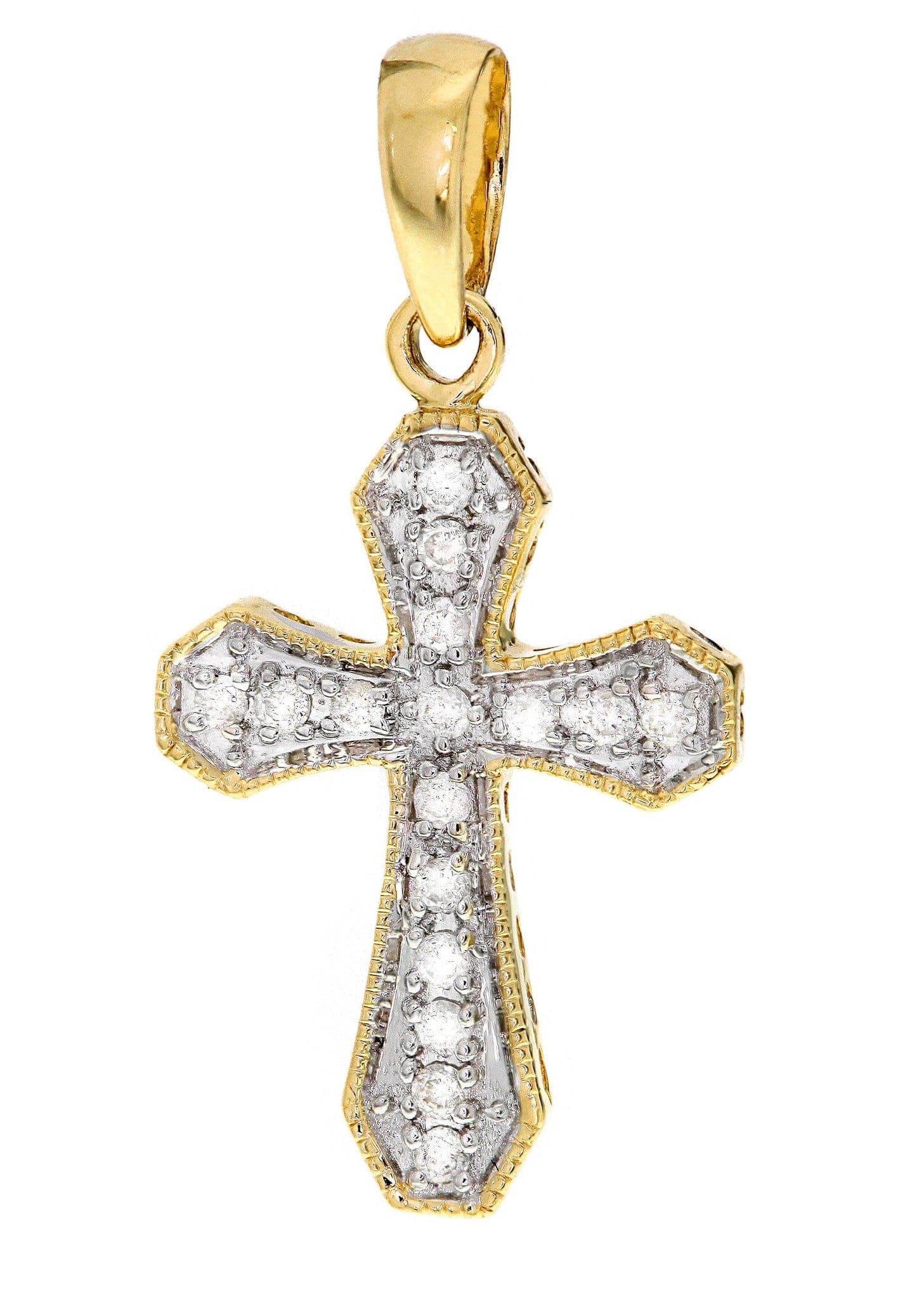 1.12 Grams 0.11 Carats Diamond Cross Pendant Necklace - Elegant Religious Jewelry for Women, Perfect for Gifts, Church, Weddings & Special Occasions