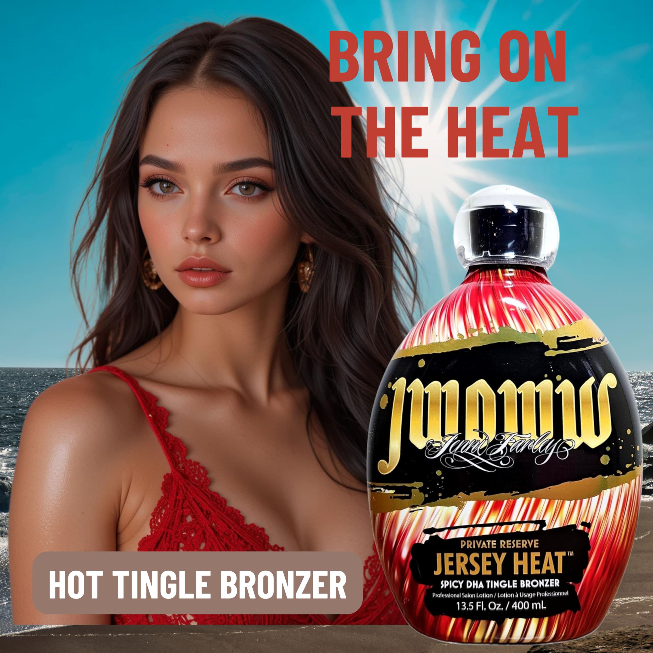 Australian Gold Jwoww Jersey Heat Hot Tingle DHA Bronzer Tanning Lotion - 13.5 oz for Tanning Beds & Sunless Tanning - Deep Hydration & Bronzing for a Natural Glow
