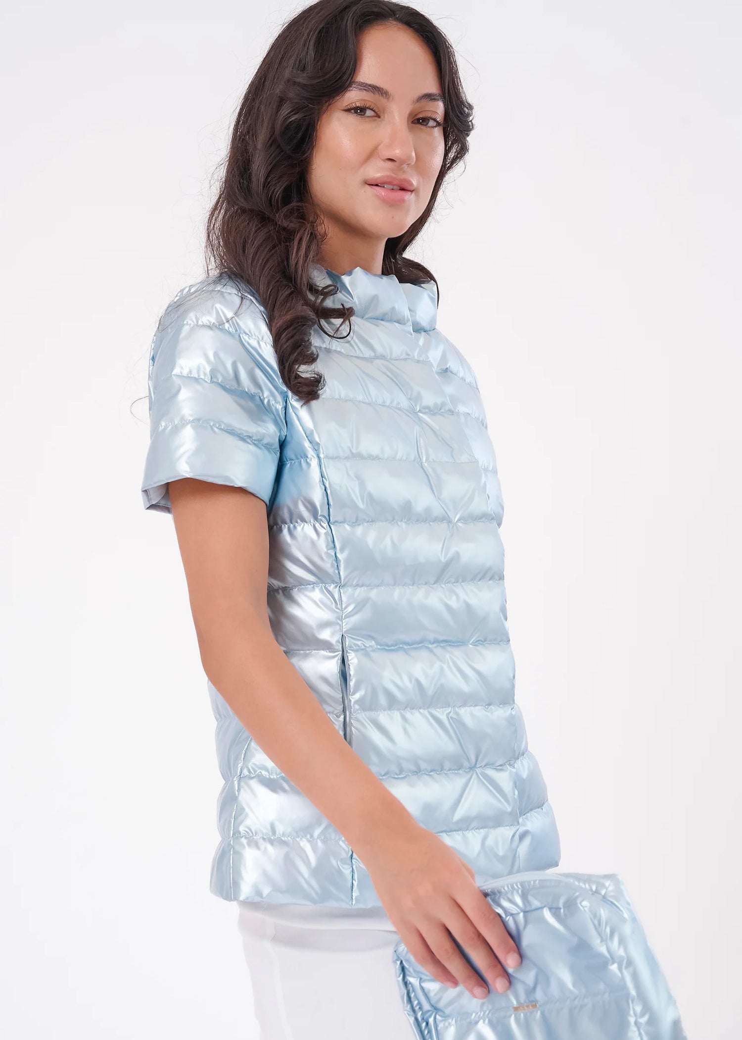 Ice Blue Short Sleeve Anorak Jacket - Lightweight Water-Resistant Windbreaker for Outdoor Hiking & Casual Wear