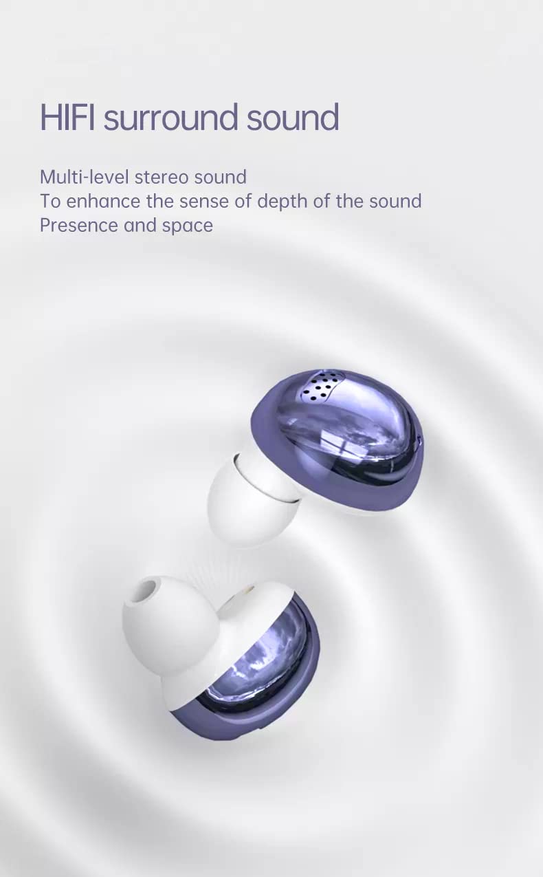 Wireless Bluetooth 5.2 Earbuds with Microphone, IPX6 Waterproof In-Ear Headphones, USB-C Rechargeable Case for iPhone Android iOS - Perfect for Gym, Running & Travel (Purple)