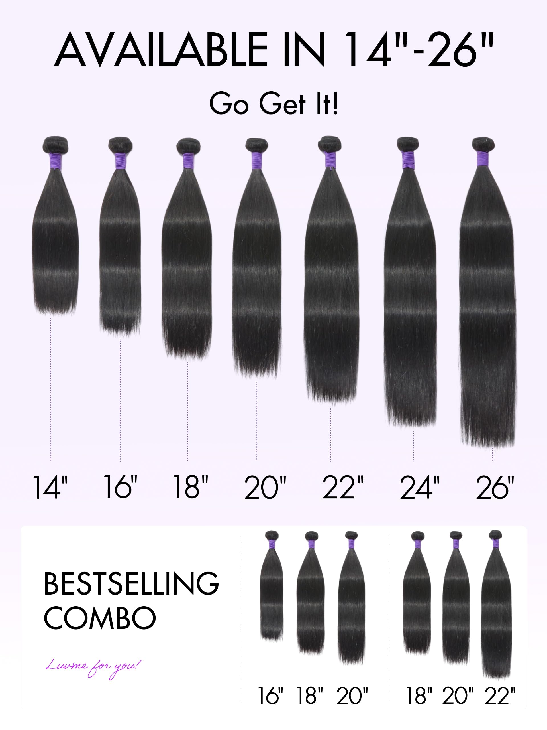12A Straight Hair 3 Bundles - 100% Unprocessed Brazilian Virgin Human Hair Weave (18/20/22 Inch) for Natural Look & Styling - Perfect for Daily Wear, Parties & Special Occasions
