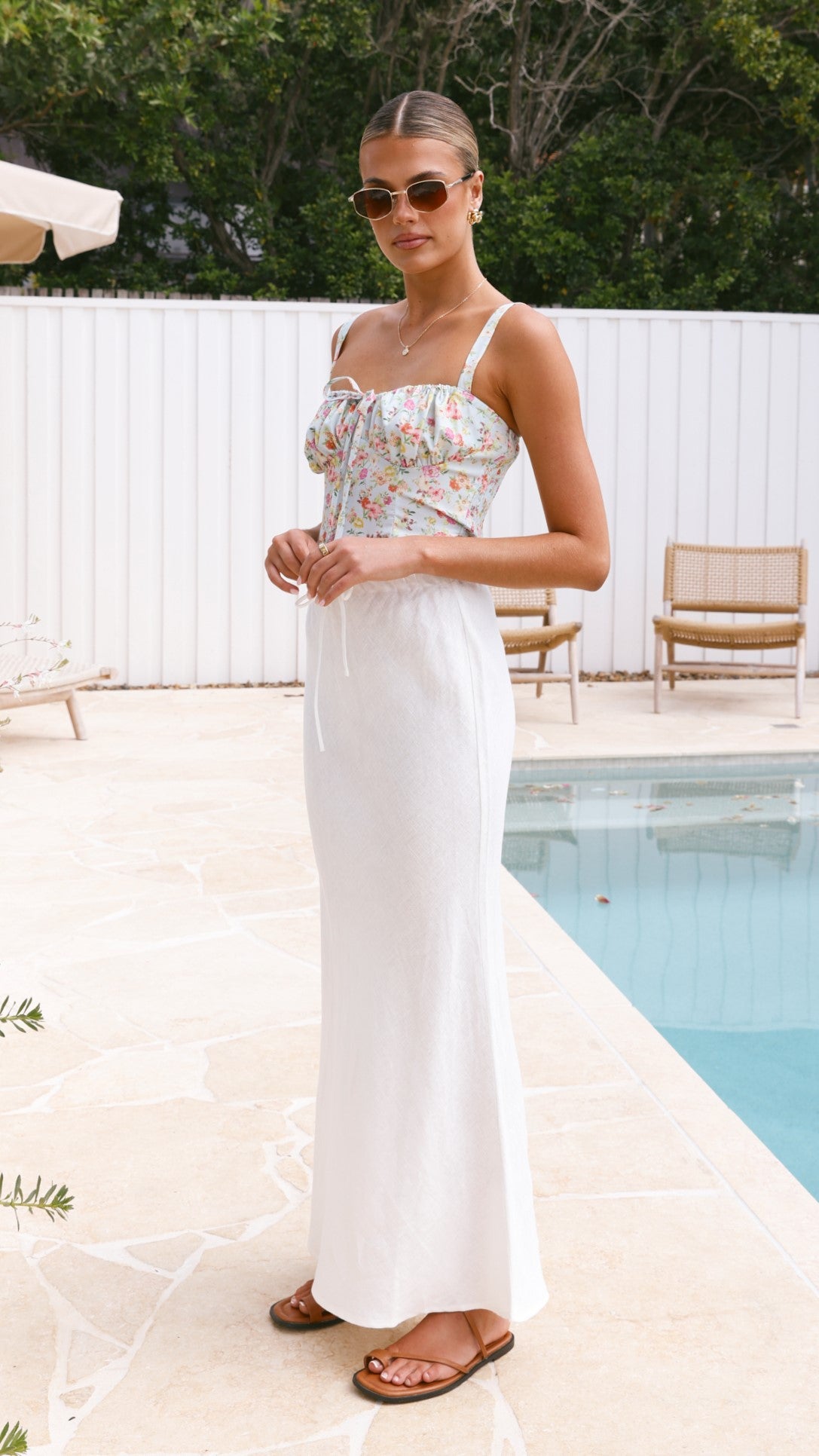 Amani Linen Maxi Skirt for Women - Flowy White Summer Skirt with Pockets | Beach, Vacation & Boho Outfit Essential
