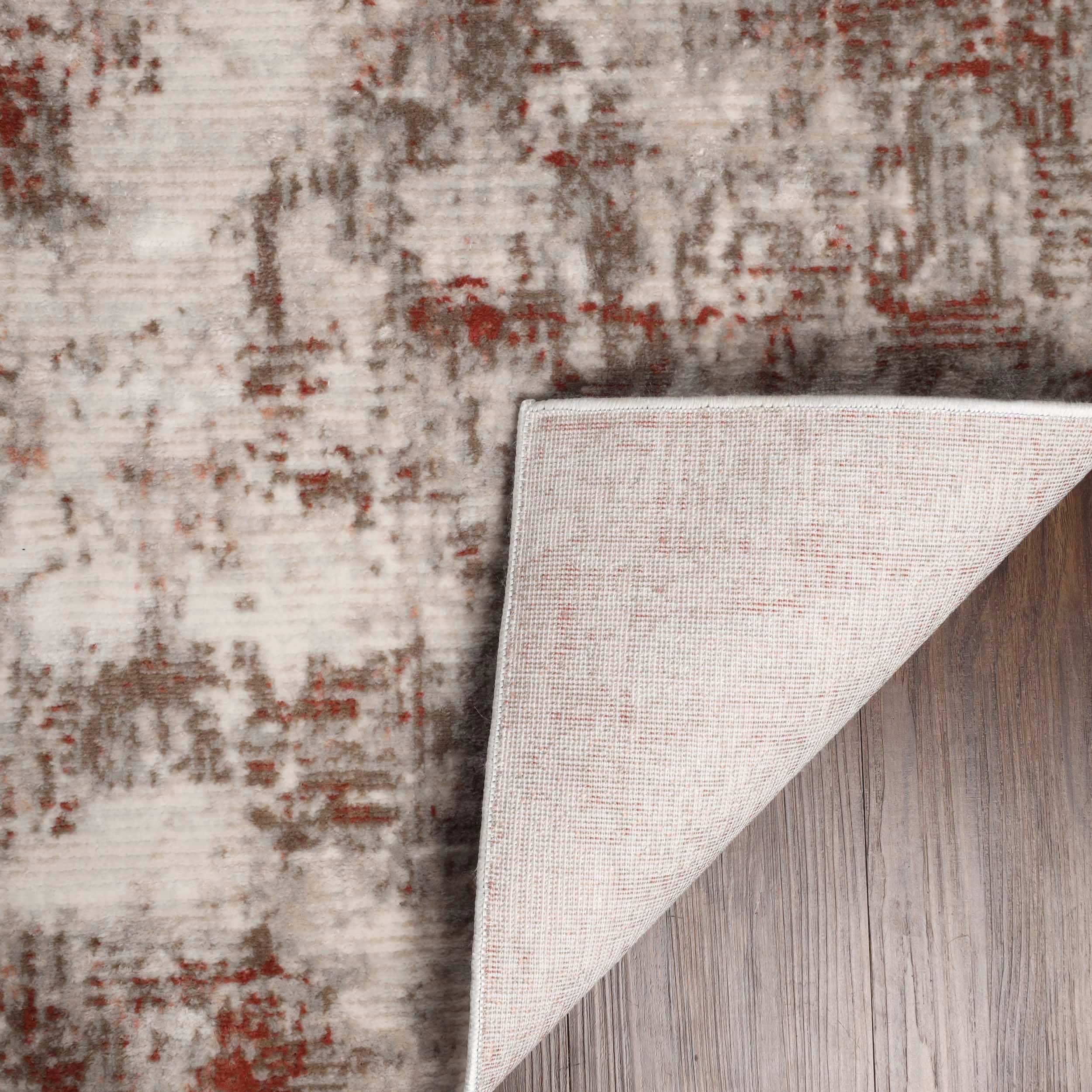 Premium Distressed Abstract Indoor Area Rug - Soft Cotton Backing, Modern Home Decor for Living Room, Bedroom, Office & Entryway - Euphemia Collection 3'x5' Rust - Perfect for Hardwood Floors & Cozy Spaces