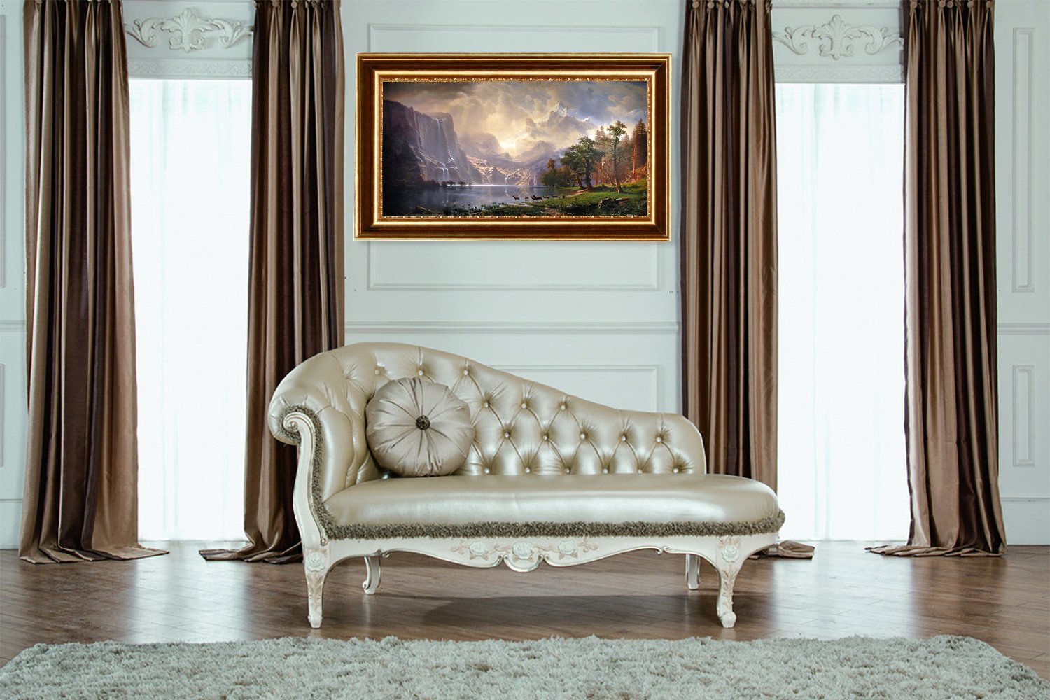 EliteArt Albert Bierstadt 'Among the Sierra Nevada Mountains, California' (1868) Oil Painting Reproduction - 20x30 Inch Framed Giclee Canvas Wall Art for Living Room, Office & Home Decor