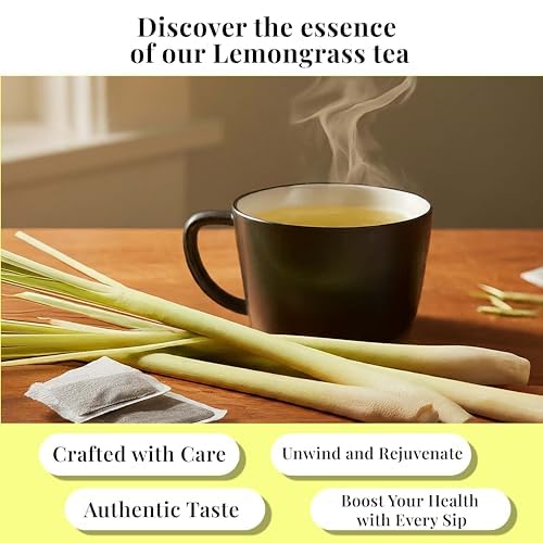 Organic Lemongrass Tea Bags - 75 Count, Natural Herbal Tea, Sugar Free, Non-GMO, Caffeine Free, Te De Limon - Perfect for Relaxation, Detox & After-Meal Digestion