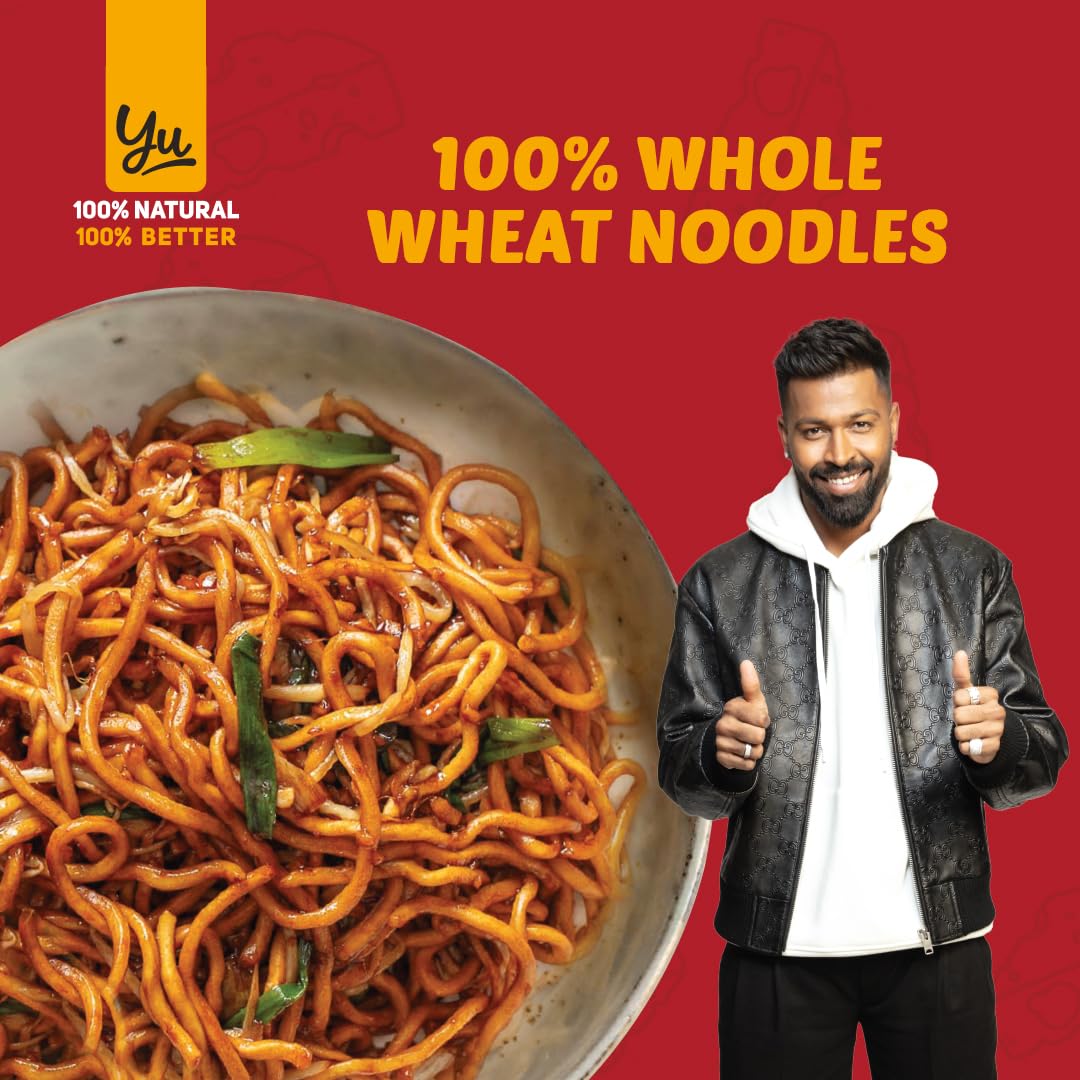 Yu Foodlabs 100% Whole Wheat Hot & Sweet BBQ Instant Noodles - No Preservatives, No Oil, No MSG - Ready in 6 Minutes - Vegetarian Atta Noodles - 420g (6 Packs x 70g) - Perfect for Quick Meals, Camping & Office Lunches