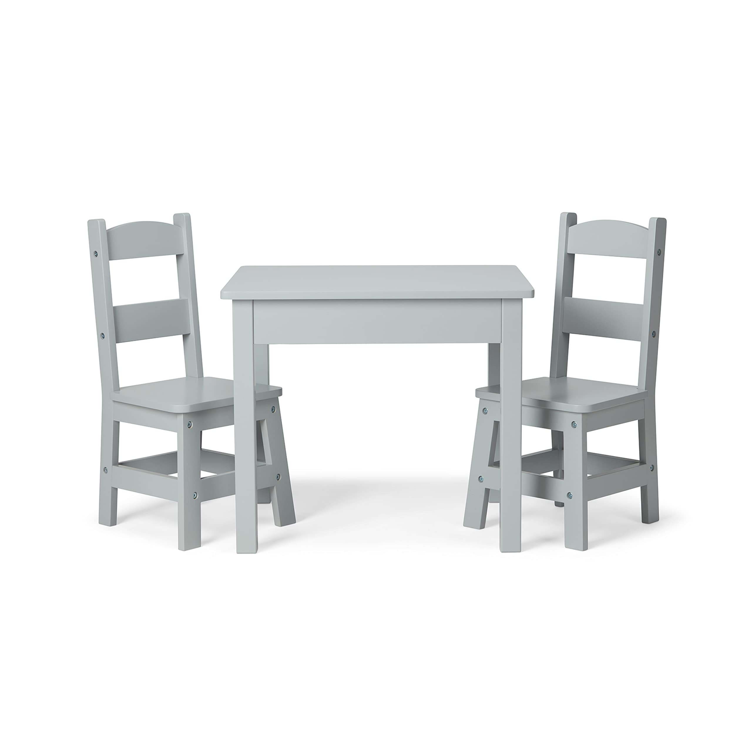 Melissa & Doug Wooden Kids Table and Chairs Set - Gray Children's Furniture for Playroom, Classroom, or Home Learning Activities