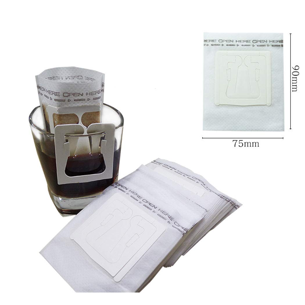 Disposable Single Cup Paper Coffee Filters - Non-Woven Hanging Ear Drip Coffee & Tea Bags for Travel, Home, and Office Use - 50 Pack (Ideal for Coffee Makers, Camping, and On-the-Go Brewing)