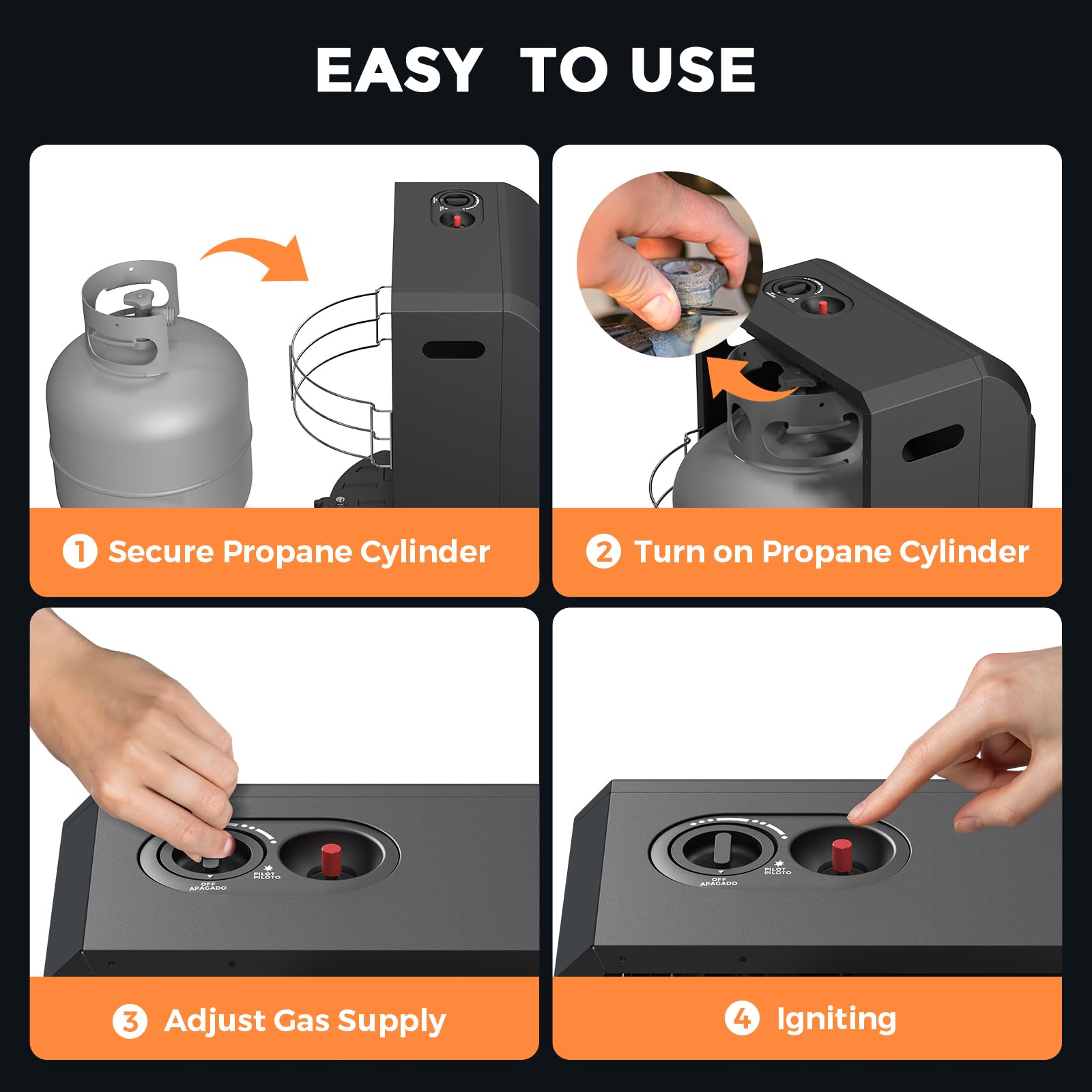Portable Propane Heater 6,000-18,000 BTU with Adjustable 3 Heat Settings & Regulator - Outdoor Garage Heater for Camping, Patio, Yard & Indoor Use