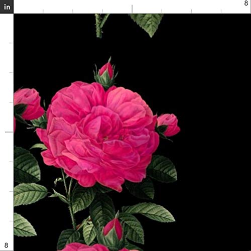 Rose Hot Pink Black Floral Printed Velvet Fabric by The Yard - Upholstery, Home Decor & Apparel Material - Perfect for DIY Curtains, Throw Pillows and Dressmaking