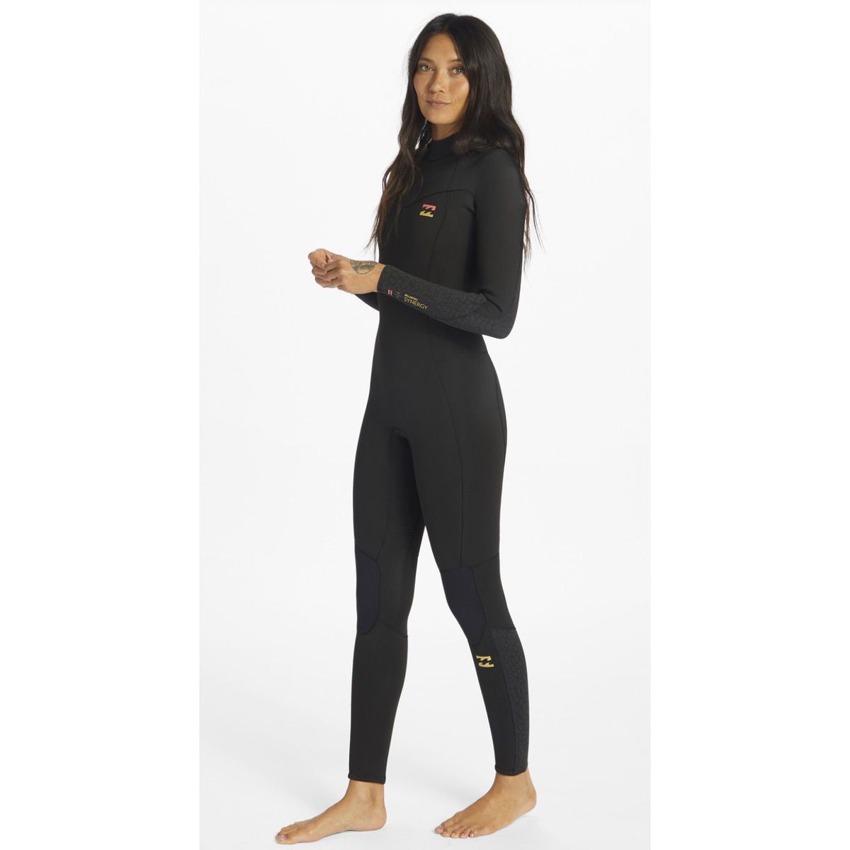 Billabong 403 Furnace Synergy Back Zip Wetsuit for Women - 4/3mm Thermal Full Suit for Surfing, Diving & Water Sports in Wild Black