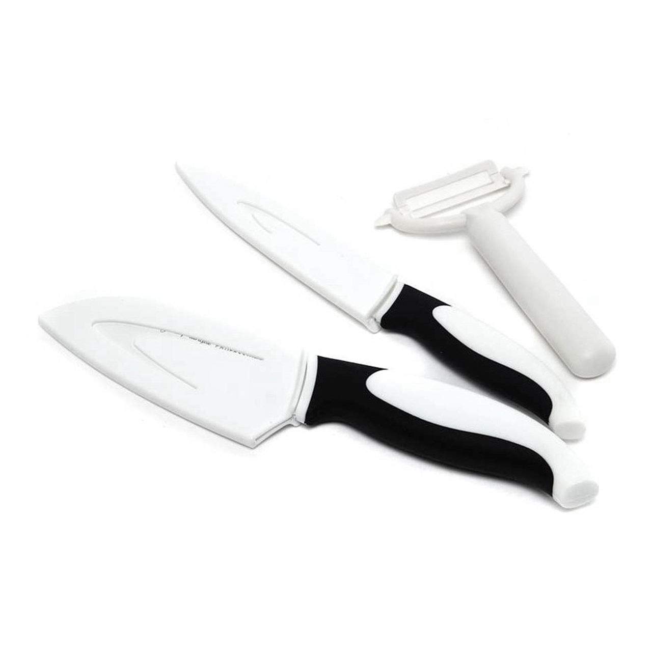 Jean-Patrique 3-Piece Stainless Steel Non-Stick Chef Knife Set - Black & White Kitchen Knives for Professional Cooking, Slicing & Food Prep | Essential Culinary Tools for Home Chefs & Professional Kitchens