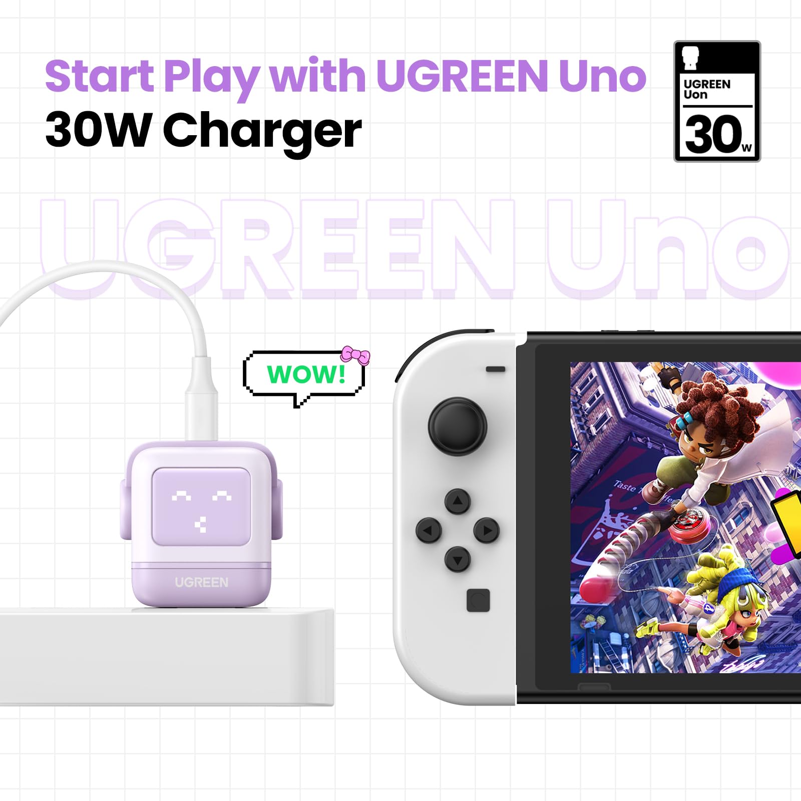 UGREEN Nexode 30W GaN Fast USB C Charger - Compact Wall Adapter for iPhone 15 Pro Max/14, Galaxy S24/S23, Pixel 8/7 Pro, MacBook Air, iPad Pro - Fast Charging Block for Home, Office & Travel (Purple)
