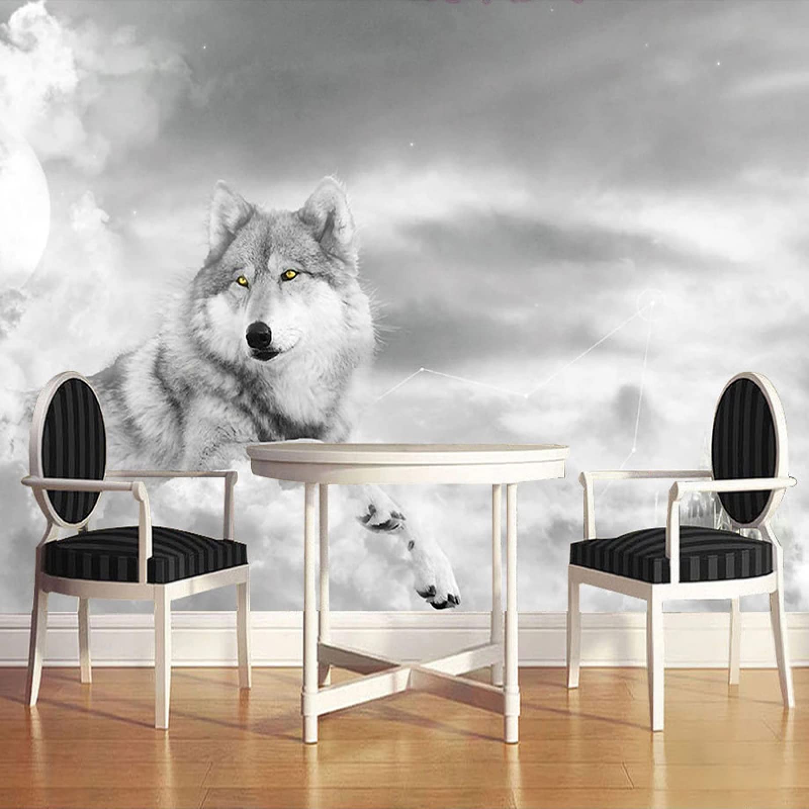 Wolf Wall Mural - Self-Adhesive Peel & Stick Removable Wallpaper - Large 79x55 Inch Abstract Animal Wall Decor - Perfect for Living Room, Bedroom, or Office Decoration