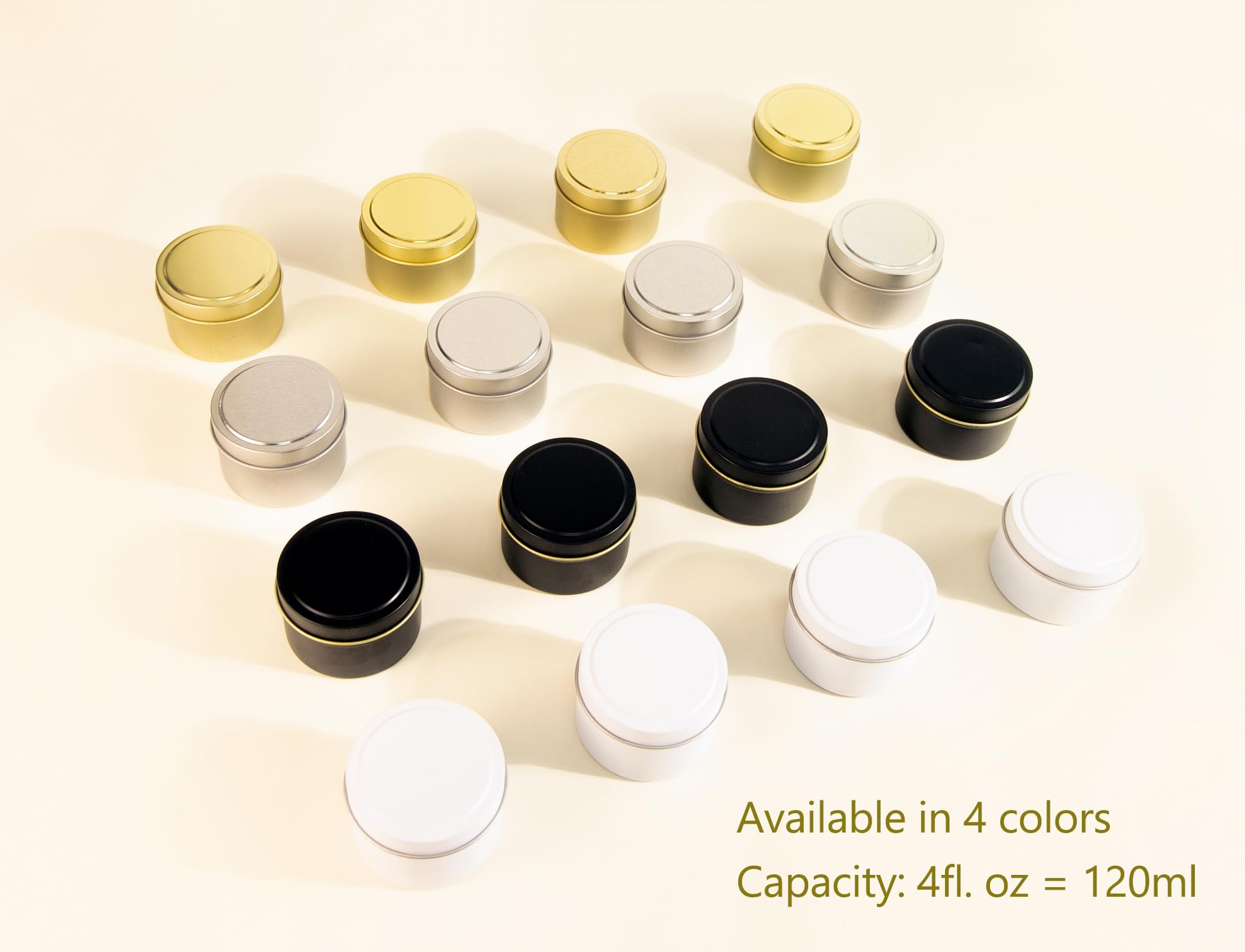 24-Piece Aroparc 4oz Black Tins - Bulk Metal Containers for Candle Making, DIY Crafts & Small Storage | Perfect for Homemade Candles, Bath Salts, Spices & Beauty Products