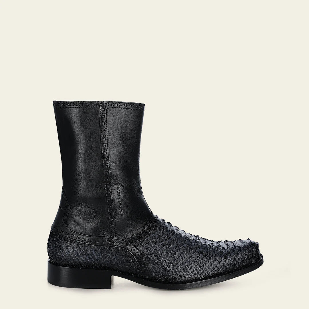Franco Cuadra Men's Grey Casual Dress Ankle Boots with Python Skin Design - Perfect for Office, Parties & Everyday Wear
