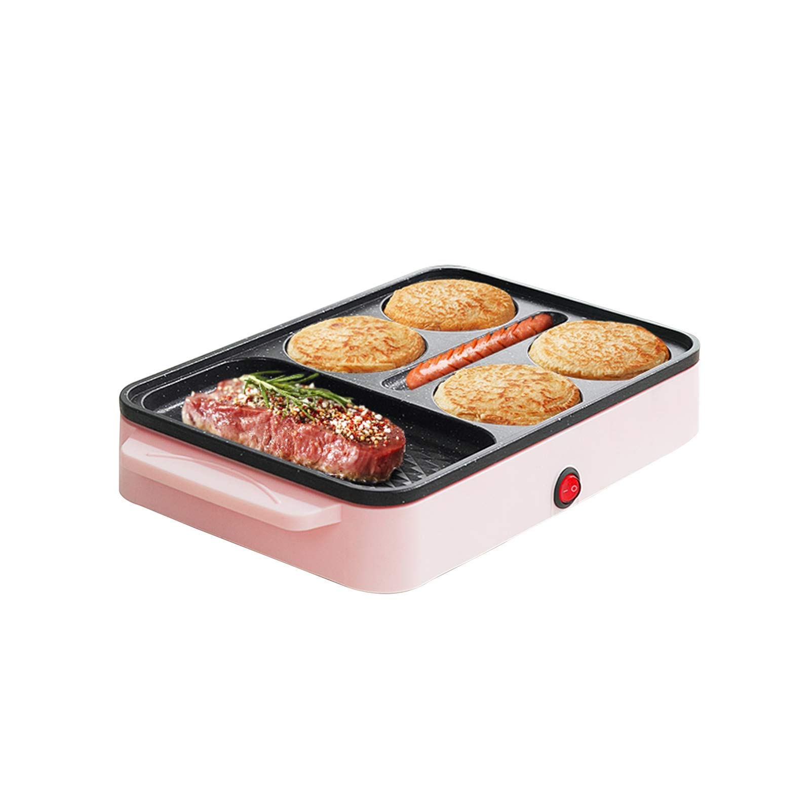 YUMEIGE Electric Sandwich Maker & Waffle Iron - 4-Slice Breakfast Toaster with Adjustable Temperature Control, Non-Stick Plates & Cool-Touch Handle (Pink) - Perfect for Quick Breakfast, Brunch, and Family Snack Time