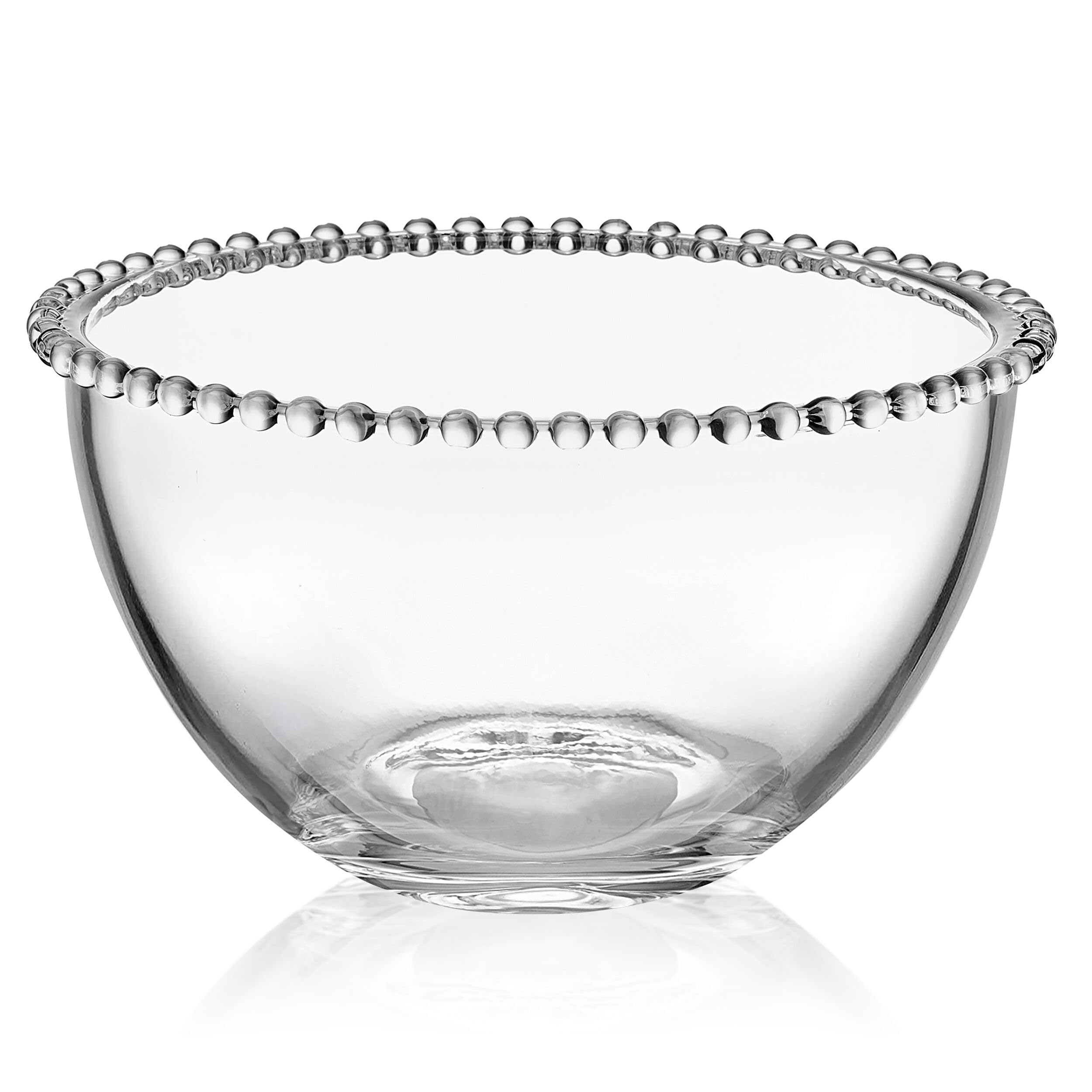 Fitz and Floyd 8.25 Inch Clear Beaded Glass Fruit Bowl - Elegant Salad Serving Dish for Parties, Weddings & Home Decor