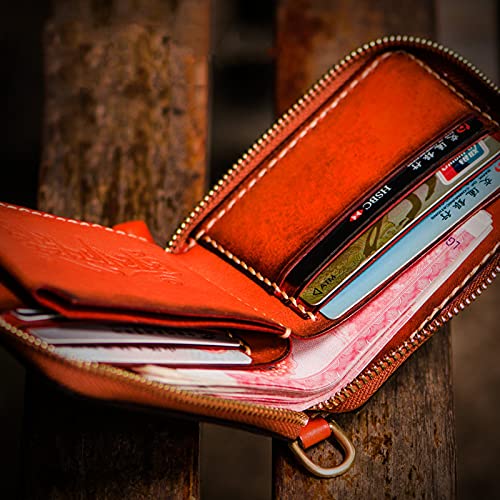 Nine Palaces Gossip Genuine Cowhide Zip Around Wallet with Zipper Clutch & Multiple Card Slots - Stylish Unisex Purse for Men & Women | Perfect for Everyday Use, Travel & Gift Giving