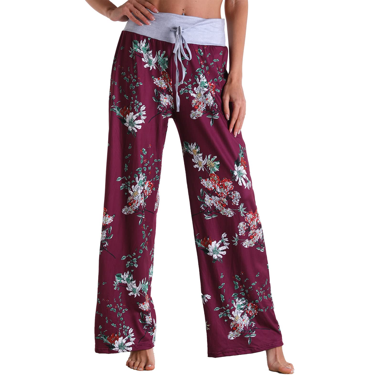 SDGWEG Women's Casual Pajama Pants - Soft Cotton Lounge Pants with Drawstring Waist, Wide Leg & Pockets - Perfect for Yoga, Sleepwear & Relaxing at Home