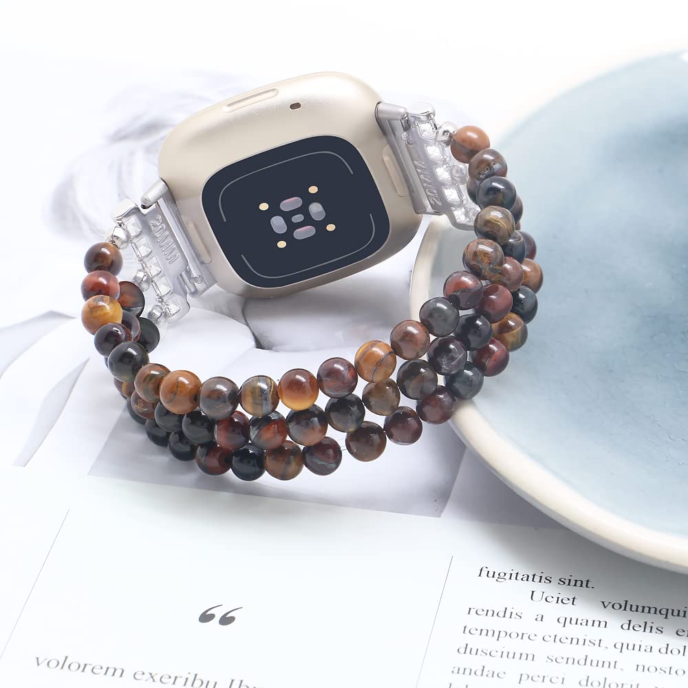 Fitbit Versa 3/4 & Sense 2 Bands - Beaded Gemstone Bracelets for Women & Men | Workout & Daily Wear