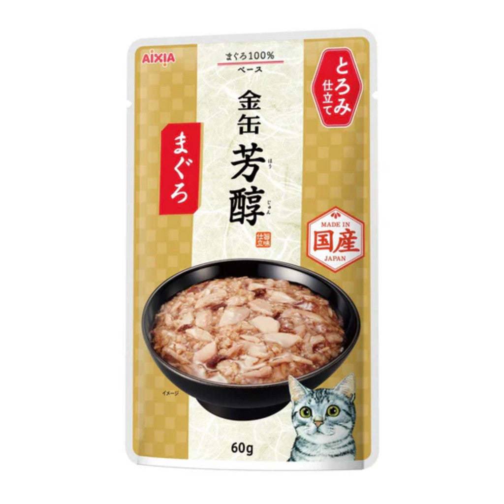 Aixia Kin Can Rich Pouch Cat Food 60g - Premium Tuna & Chicken in Savory Sauce - High Protein Wet Cat Food for Adult & Senior Cats - Perfect for Mealtime, Treats & Weight Management