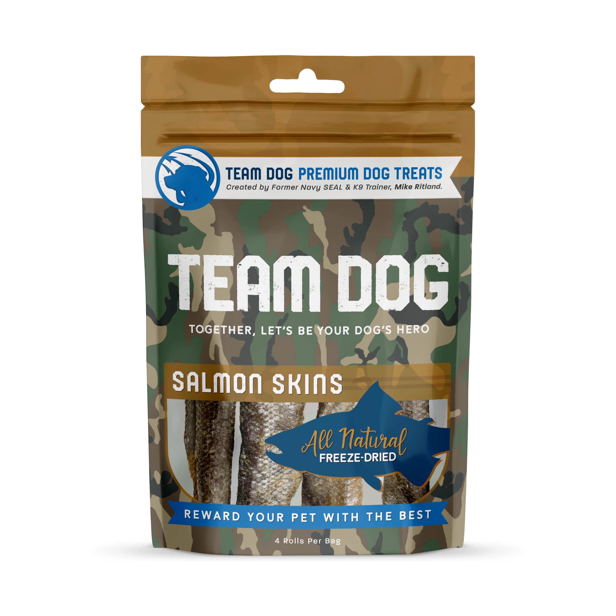 Premium Freeze-Dried Wild Alaskan Salmon Dog Treats - Single Ingredient, Grain-Free & Gluten-Free - Rich in Omega 3 for Healthy Skin & Coat - 4 Chews per Bag - Perfect for Training Rewards & Dental Health