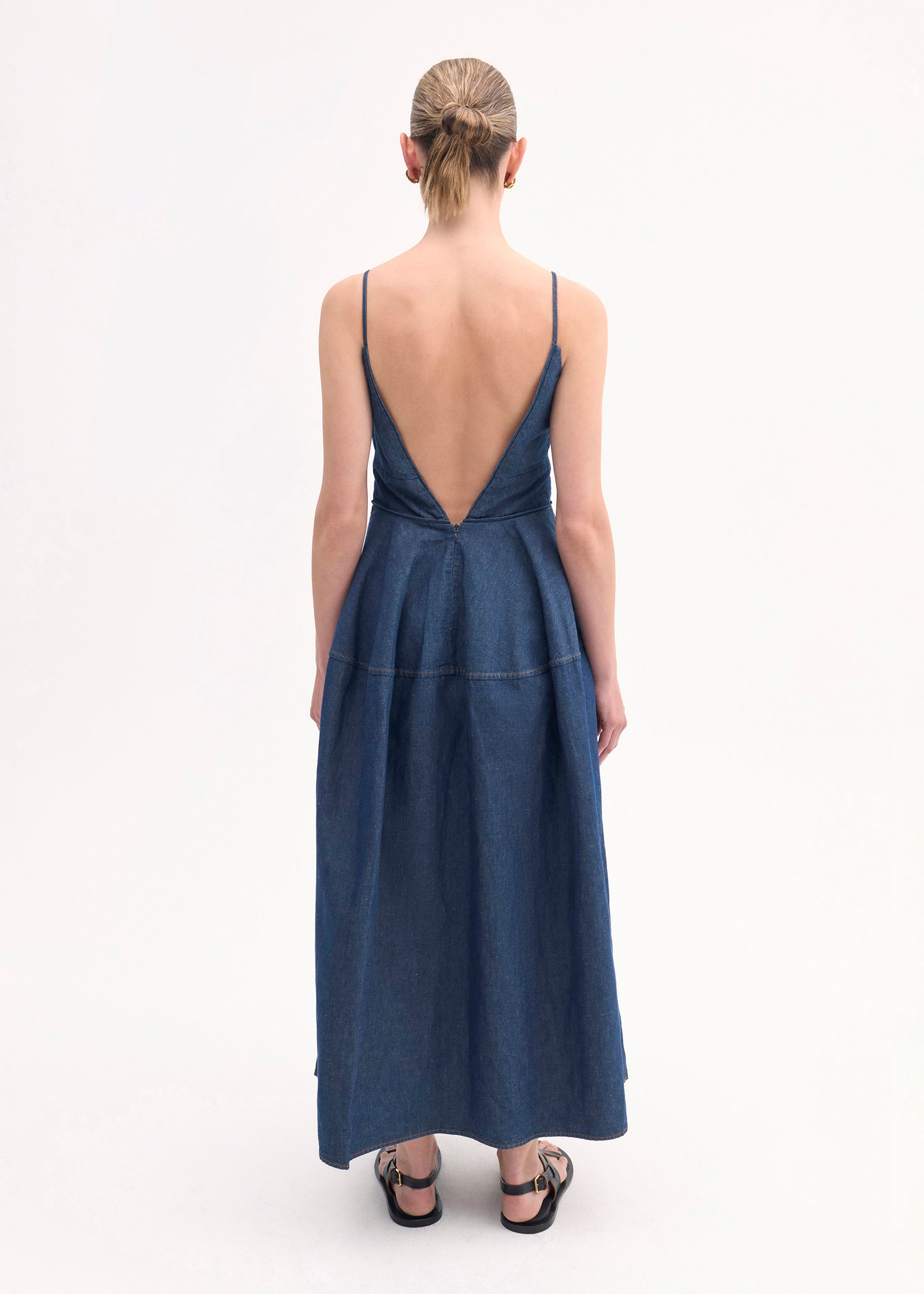 Chambray Indigo Camisole Dress for Women - Casual Summer Sleeveless Sundress for Beach, Vacation & Everyday Wear