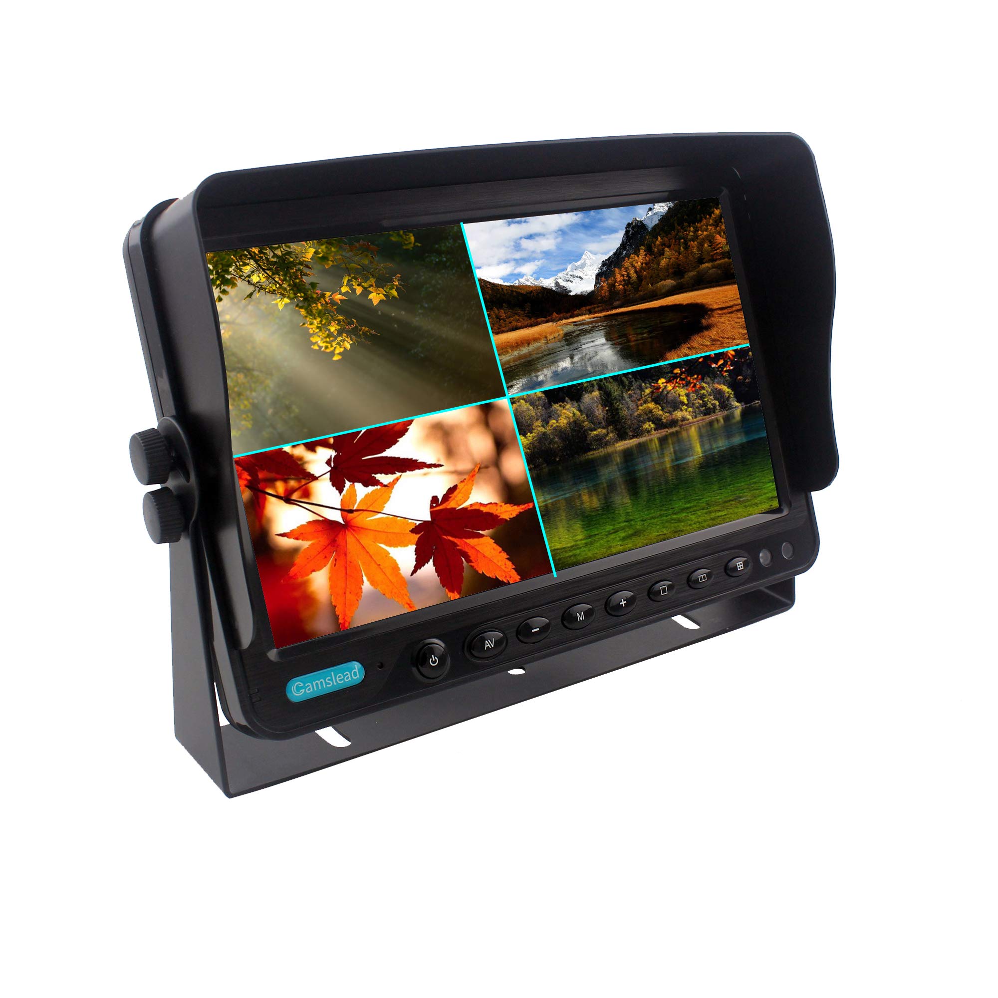 9 Inch Heavy Duty Vehicle Safety Camera System with Quad Split Screen - 2 Side Cameras & 2 HD Backup Cameras, IP69K Waterproof, 10G Vibration Resistant for Trucks, RVs, Trailers - Perfect for Parking, Reversing & Blind Spot Monitoring