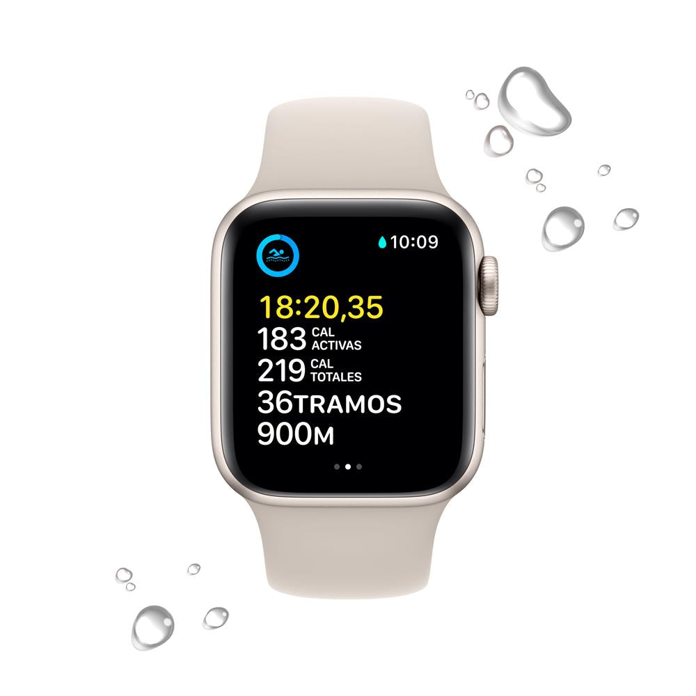 Apple Watch SE (GPS) 40mm Aluminum Case in Starlight with White Sport Band - Perfect for Fitness Tracking & Everyday Wear