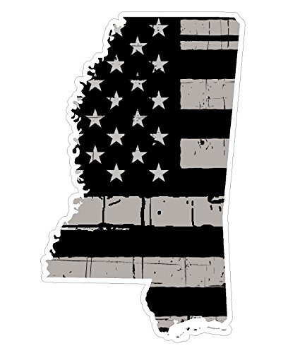 Premium Mississippi State Distressed Flag Vinyl Decal - American State Pride Sticker for Cars, Trucks, Windows & Laptops - USA Flag Black & White Design - Waterproof 5
