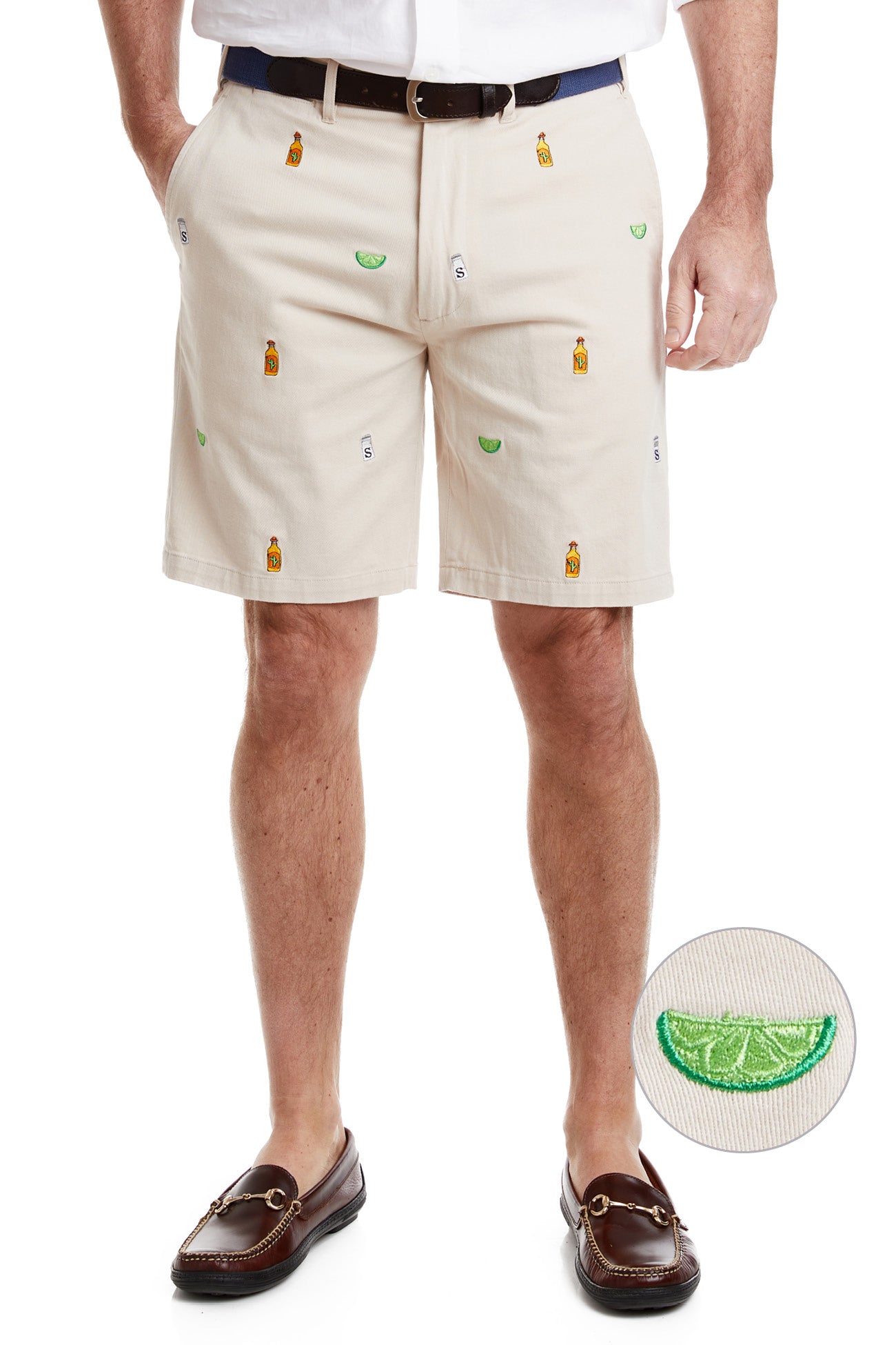 Cisco Short Stretch Twill Pants - Stone Wash with Tequila Salt & Lime Design | Comfortable Casual Wear for Men | Perfect for Office, Travel & Outdoor Activities