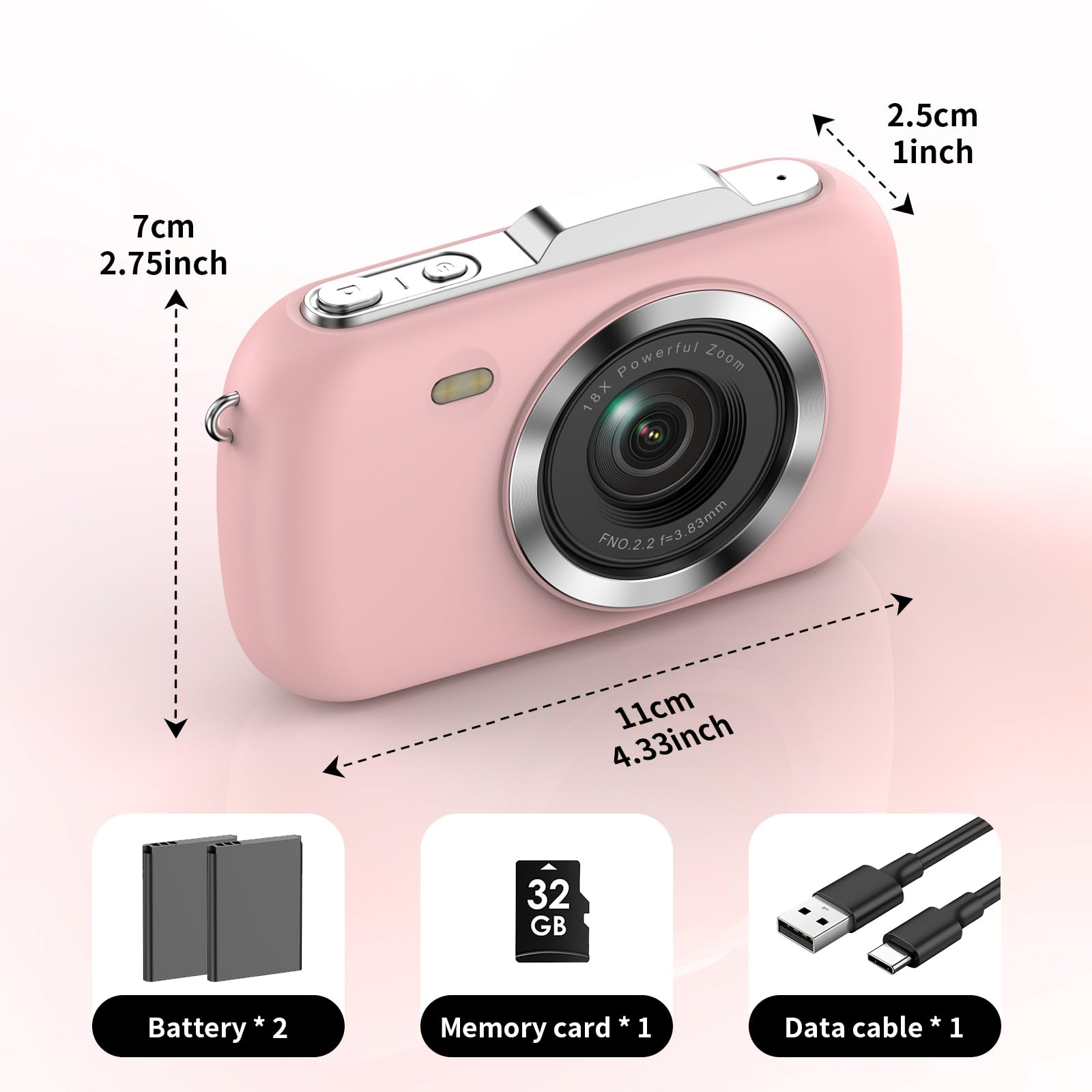 **4K Digital Camera for Kids - 64MP Photography, 18X Zoom, Autofocus, Vlogging Mini Camera with 2.8