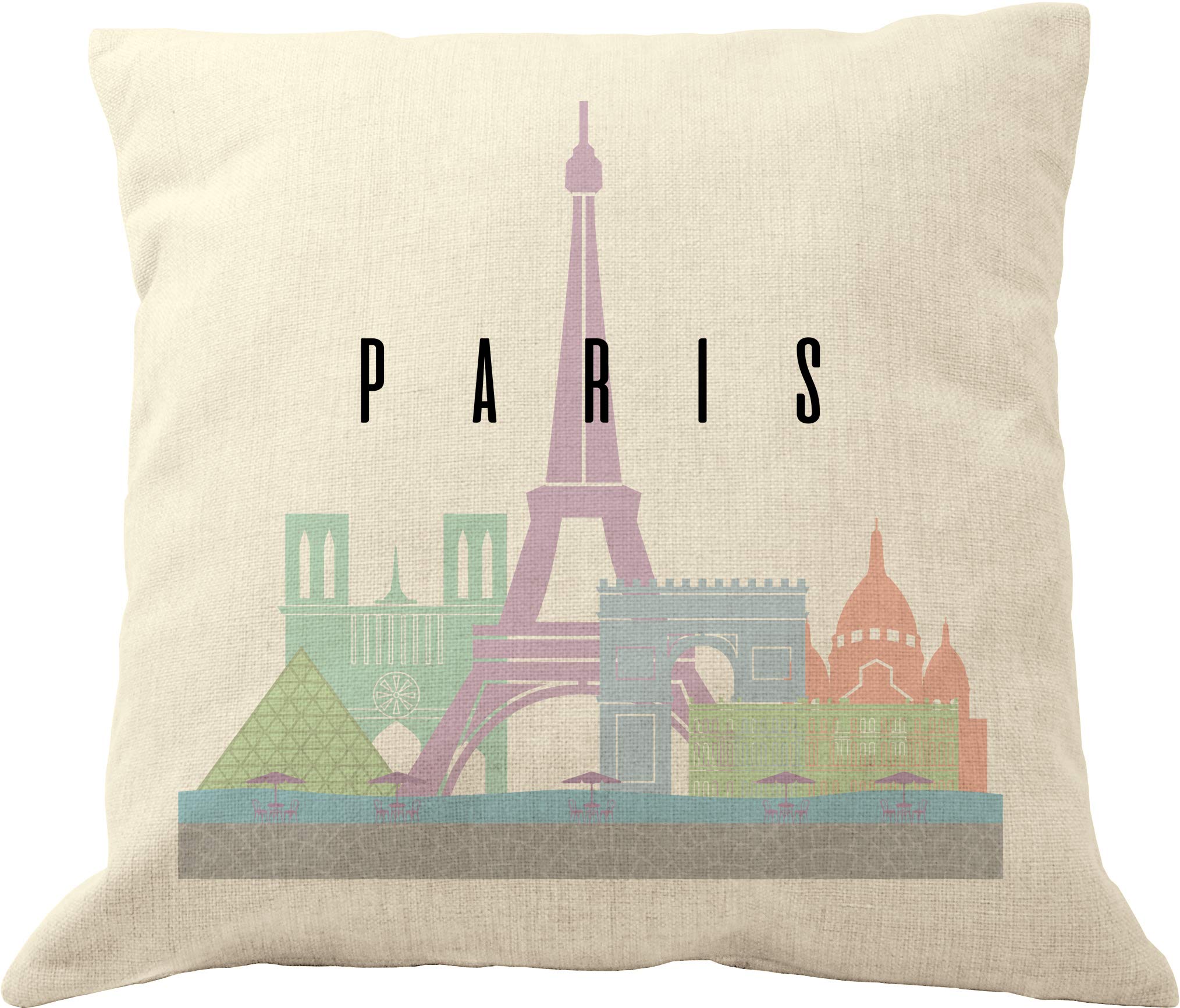 Paris Throw Pillow Cover 18x18 Inch - French Themed Decorative Pillow Case for Sofa, Bed & Home Decor - Perfect for Living Room, Bedroom & Office Accent