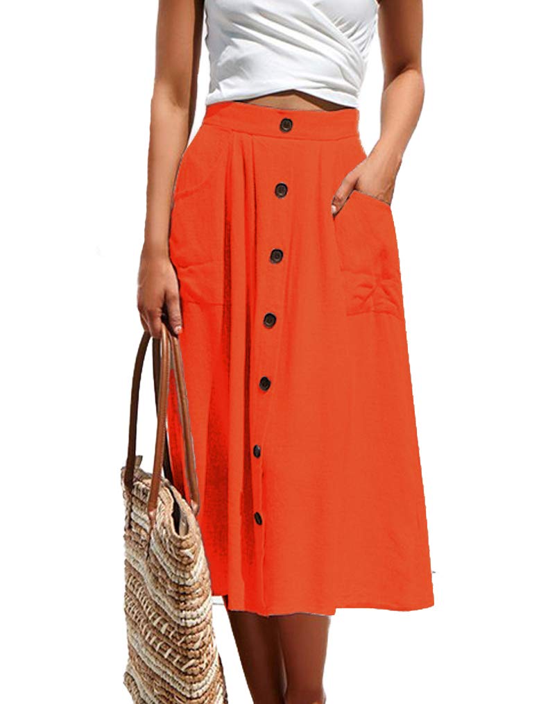 Naggoo Women's Polka Dot Midi Skirt - High Waist Stretchy A-Line Pleated Chiffon Skirt with Pockets for Casual Wear | Perfect for Office, Date Night & Spring Outfits