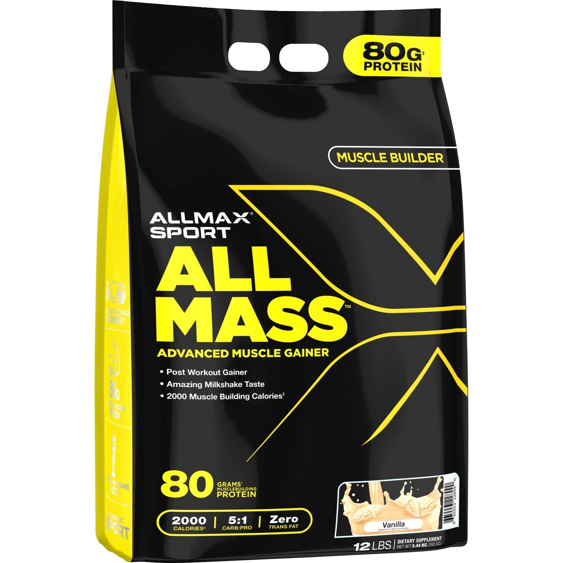 ALLMAX Sport AllMass Advanced Muscle Gainer - High Protein Weight Gainer Powder for Bodybuilding & Strength Training - Perfect for Post-Workout Recovery & Muscle Growth