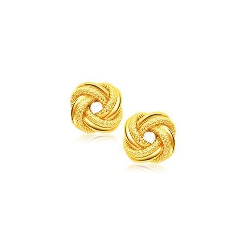 14K Yellow Gold Intertwined Love Knot Stud Earrings for Women - Romantic Couple Gift for Anniversary, Valentine's Day & Special Occasions