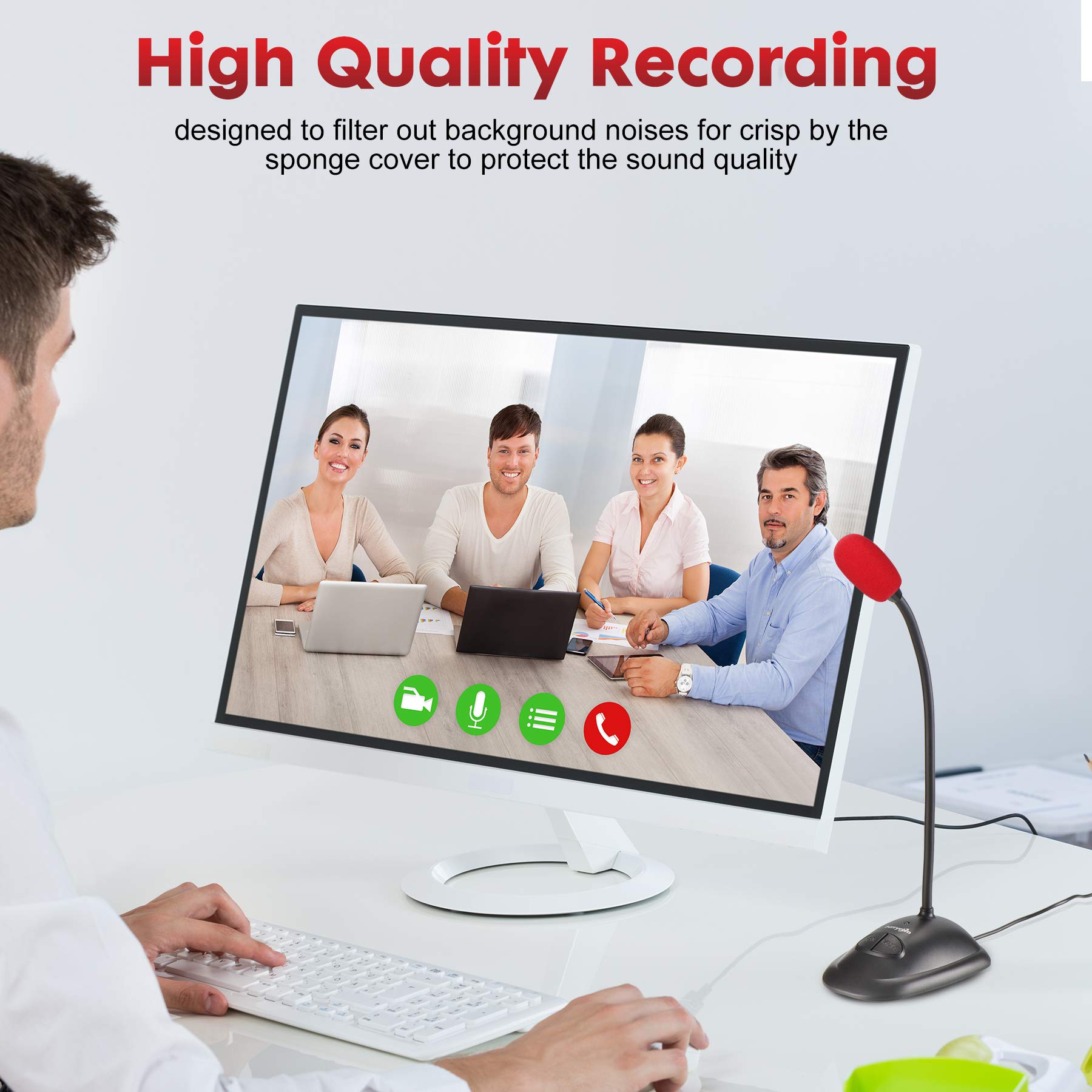 Premium USB Computer Microphone - Plug & Play Cardioid Condenser PC Mic with On/Off Mute Button & LED Indicator - Compatible with Windows/Mac - Perfect for YouTube, Zoom Meetings, Gaming, Podcasting & Voice Recording - Includes 6ft Cable (Home Office & Streaming Setup)