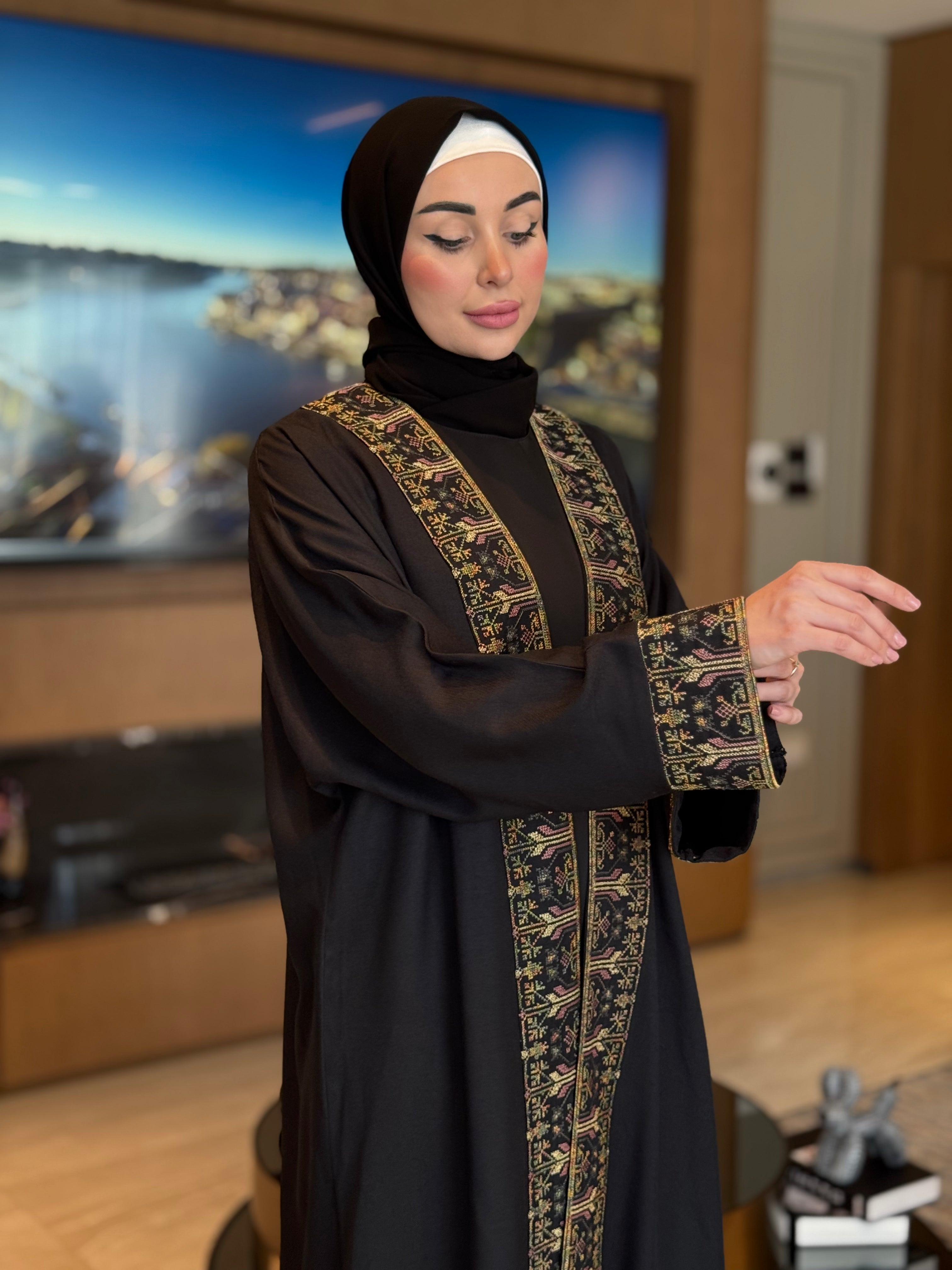 Golden Embroidered Melange Cardigan for Women - Timeless Elegance Sweater for Fall & Winter - Cozy Knitwear for Office, Date Night and Casual Outings