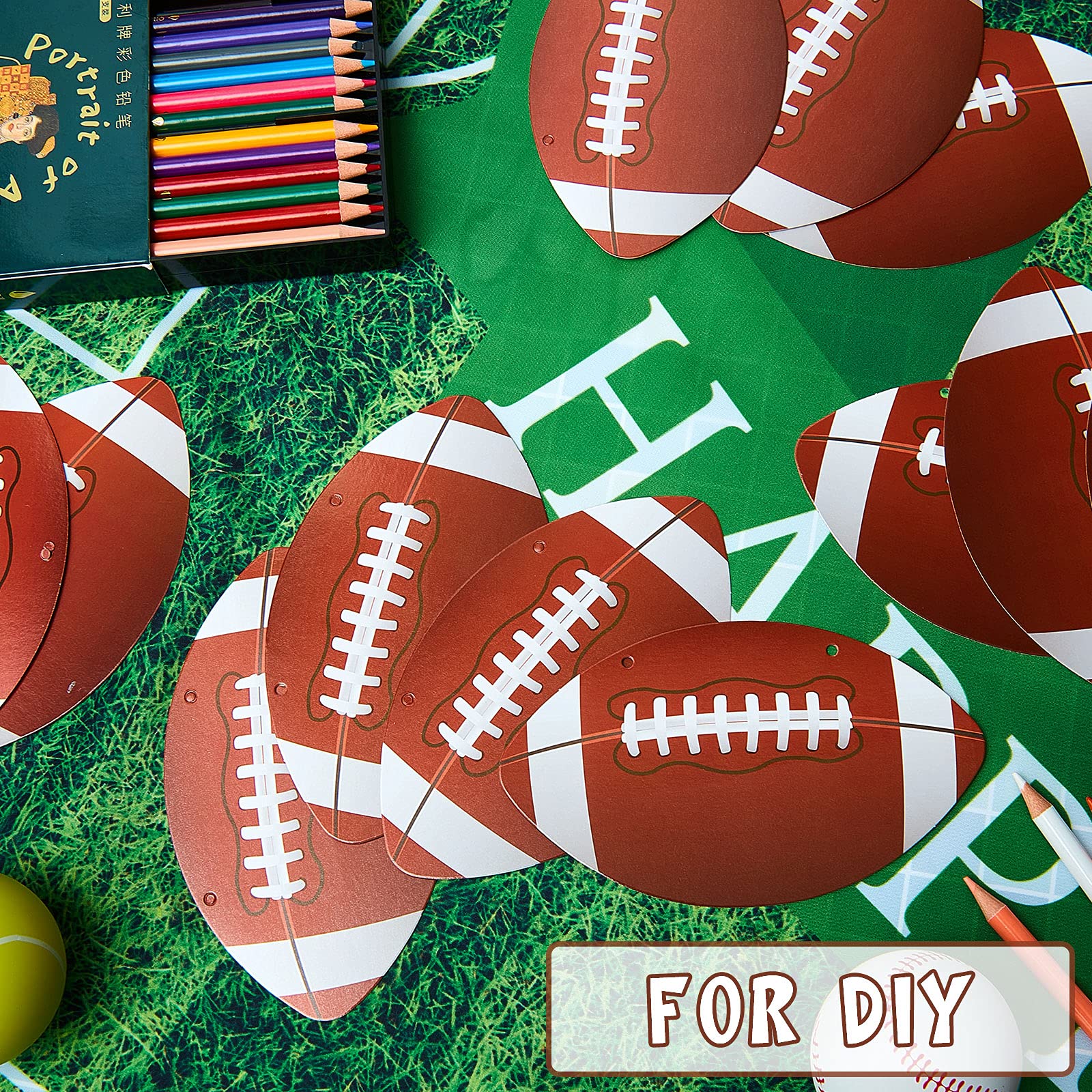 4 Pcs Football Party Banner Decorations Set - Hanging Garland, Paper Cutouts for Birthday, Home & Classroom Decor - Perfect for Super Bowl Parties, Sports Fan Clubs & Game Day Celebrations