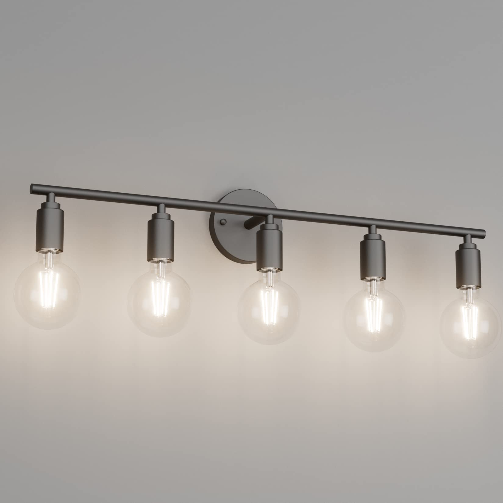 Vintage Black Bathroom Vanity Light Fixture - 5-Light Industrial Farmhouse Mirror Lighting for Bathroom, Bedroom & Dressing Room (Bulbs Not Included) - Perfect for Rustic, Modern & Traditional Home Decor