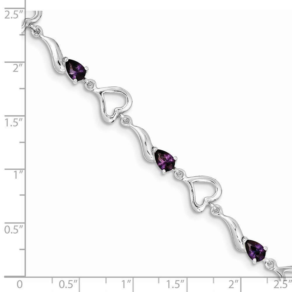 925 Sterling Silver Amethyst Heart Bracelet for Women - Elegant Fine Jewelry Gift for Her, 7 Inch - Perfect for Valentine's Day, Anniversary & Special Occasions