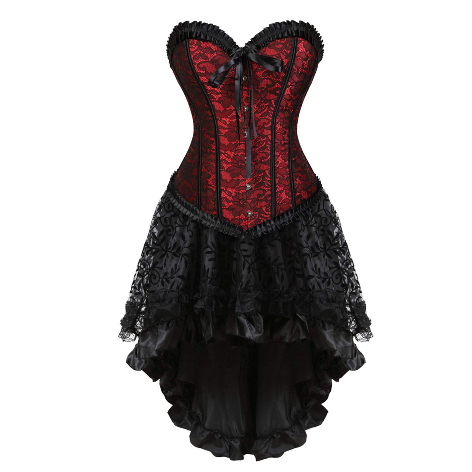 MEOILCE Plus Size Gothic Lingerie Set - Women's Sexy Corset Bodysuit with Lace & Zipper, Exotic Babydoll Nightdress for Boudoir, Role Play & Romantic Nights