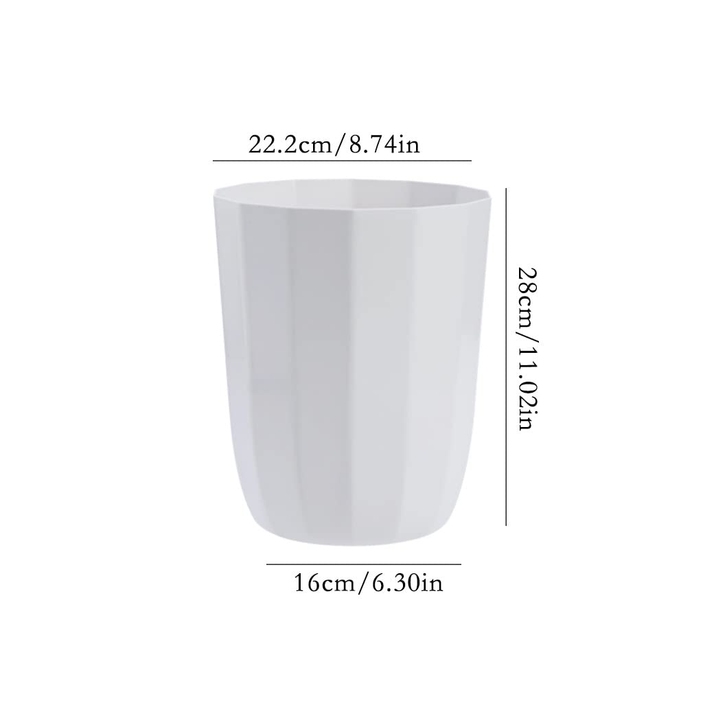 TOMYEUS White Plastic Bathroom Trash Can - Lidless Waste Bin for Toilet, Kitchen & Living Room - Creative Small Paper Basket for Home Organization (Perfect for Bathrooms, Bedrooms & Office Spaces)